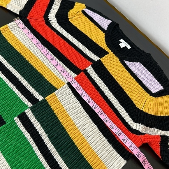 Nine West Stripe Asymmetrical Hem Knitted Sweater L Soft Comfortable Casual - Picture 7 of 11